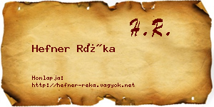 Hefner Réka névjegykártya